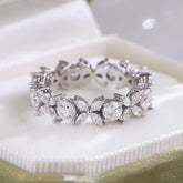 Marquise & Round Diamond Flower Ring In White Gold