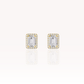 Emerald Cut Halo Jacket Earrings In Yellow Gold