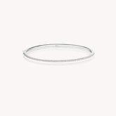 Diamond Half Pavé Bangle Bracelet In White Gold