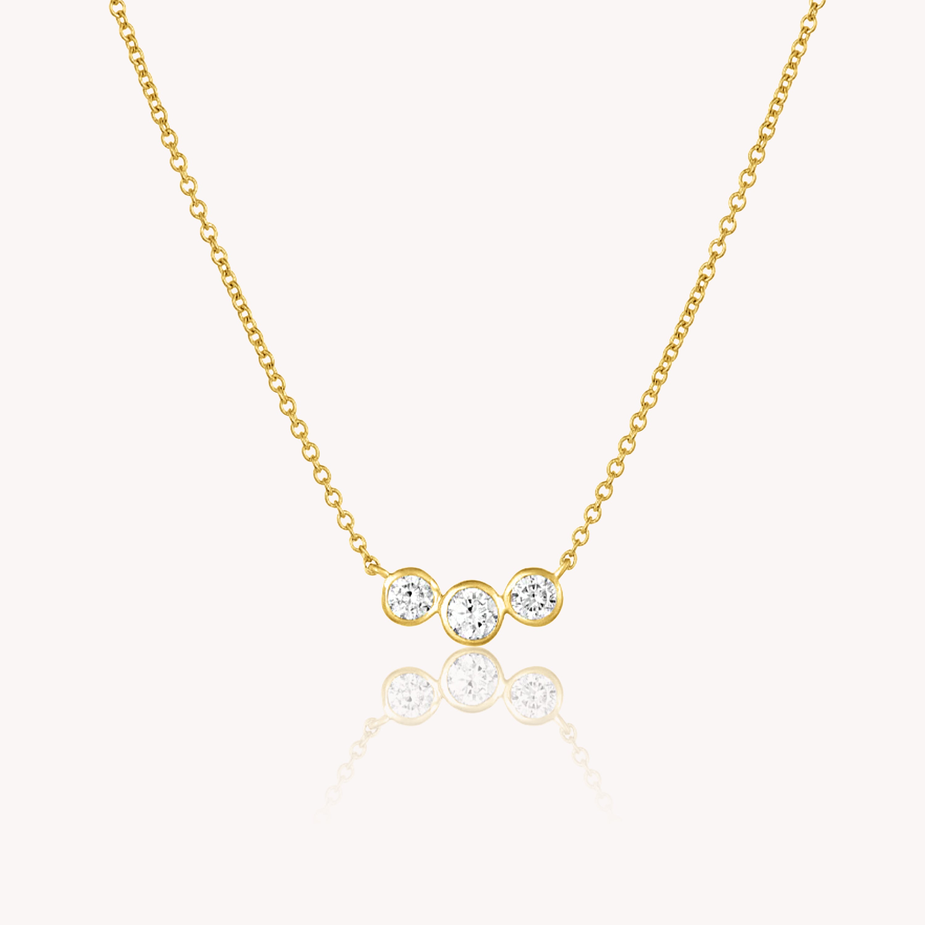 Three Stone Bezel-Set Round Diamond Pendant – Amilia Greene