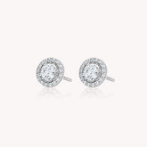 Round Diamond Halo Jacket Earrings In White Gold