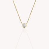 Bezel Solitaire Round Necklace In Yellow Gold 1 Carat With 18K Gold