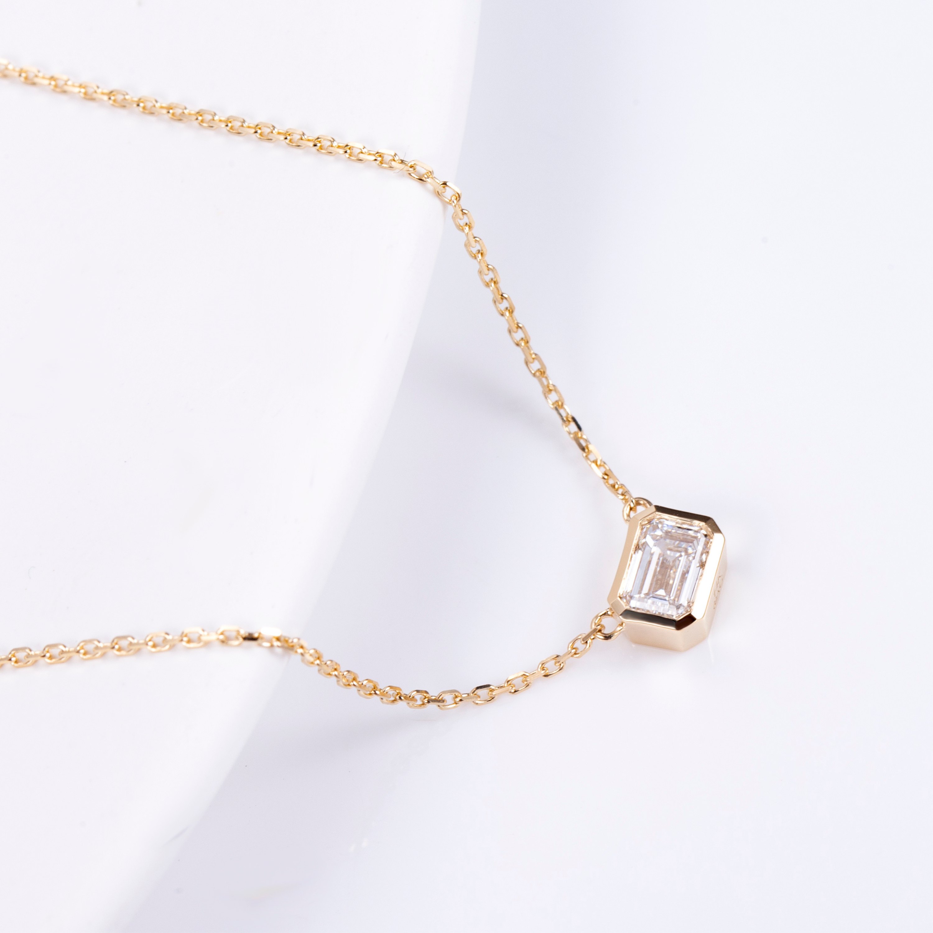 Bezel Set Grande Emerald Cut Necklace, CT – Amilia Greene