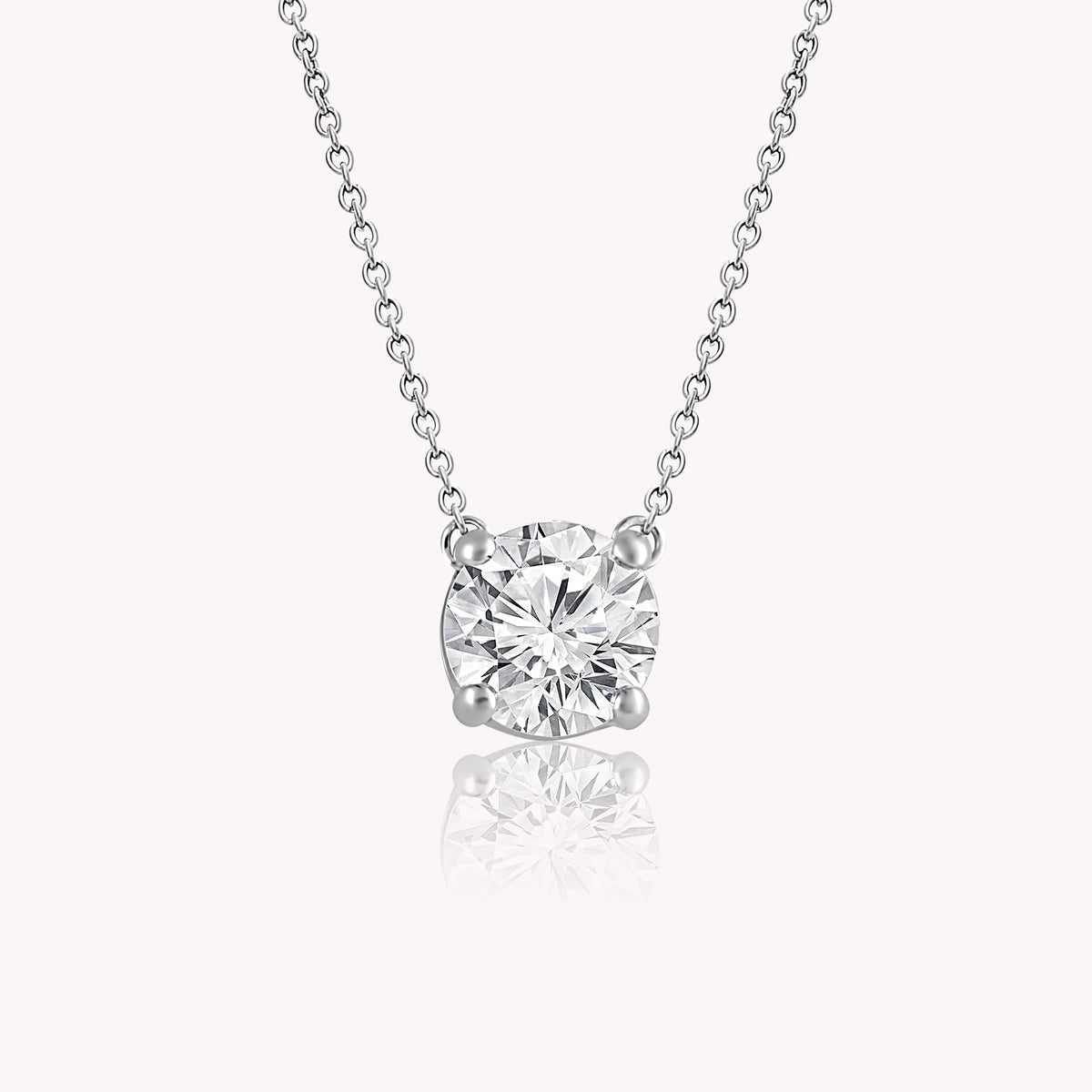 Floating Round Diamond Necklace In White Gold