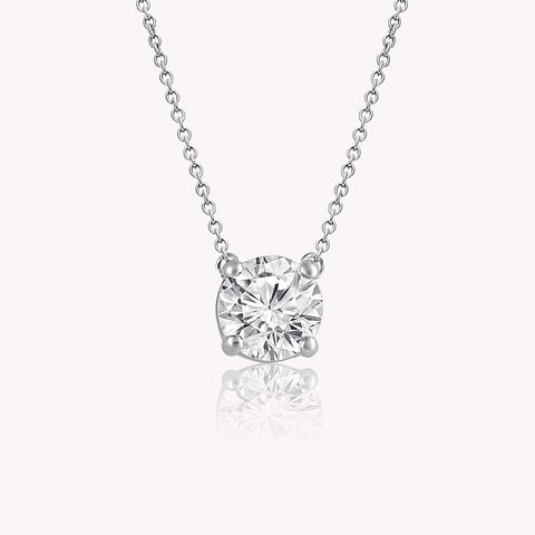 Floating Round Diamond Necklace In White Gold