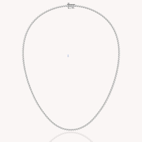 Three-Prong Petit Diamond Tennis Necklace In White Gold