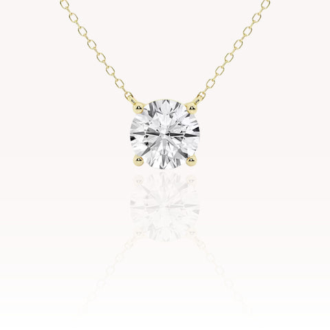 Floating Round Diamond Necklace In Yellow Gold