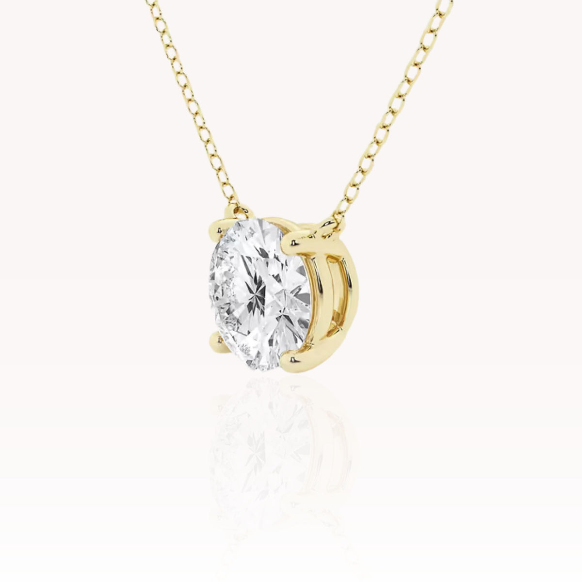 Floating Round Diamond Necklace In Yellow Gold