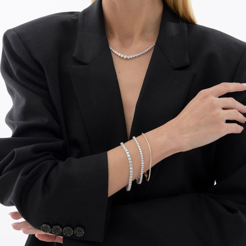 Three-Prong Diamond Tennis Bracelet In White Gold