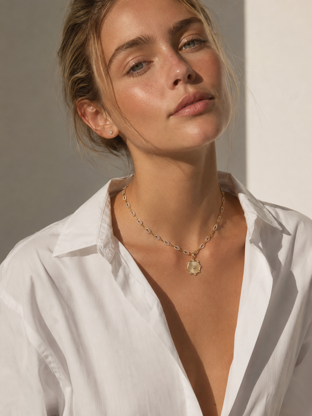 Classic Oval Horsebit Chain Necklace in Gold Dipped Sterling Silver