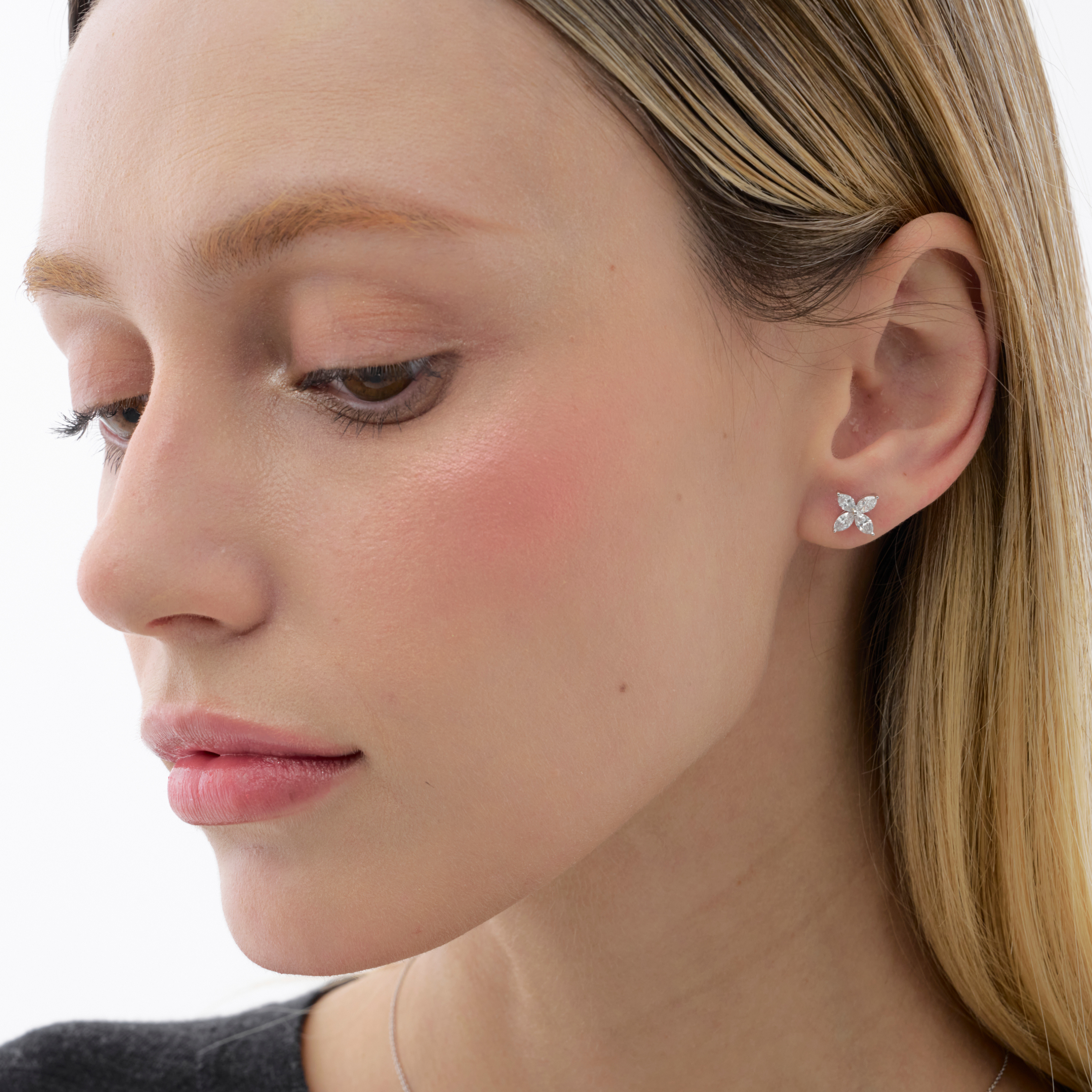 marquis-cut-Diamond-flower-earrings
