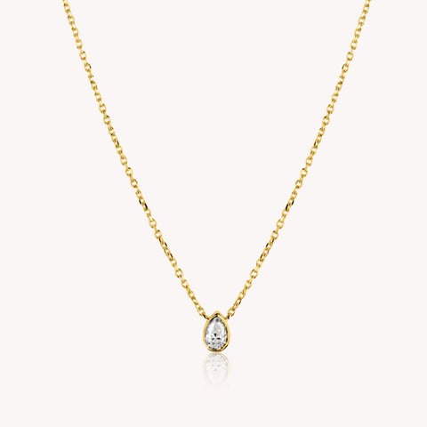 Pear Cut Diamond Bezel Set Necklace