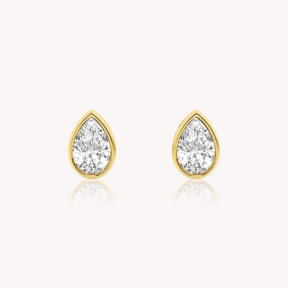 Pear Cut Diamond Bezel Set Stud Earrings