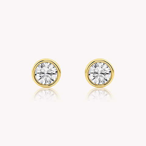 Bezel Set Round Classic Diamond Studs 1 TCW