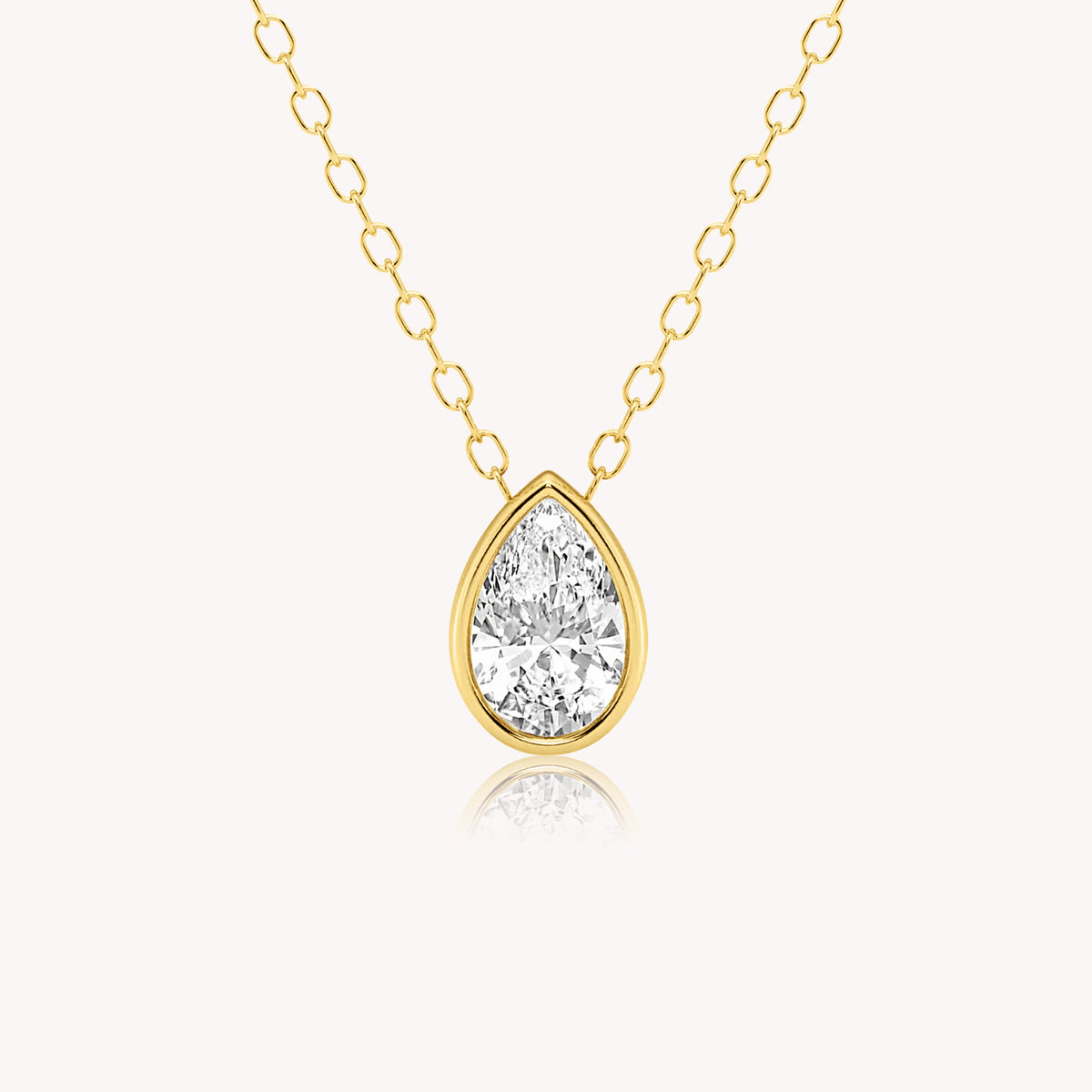 Pear Cut Diamond Bezel Set Necklace