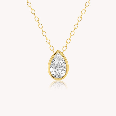 Pear Cut Diamond Bezel Set Necklace