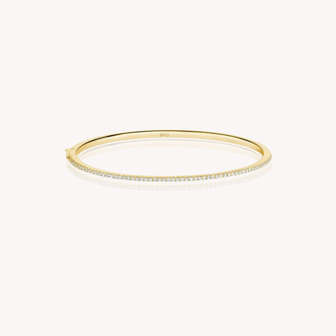 Grande Diamond Half Pavé Bangle Bracelet In Yellow Gold