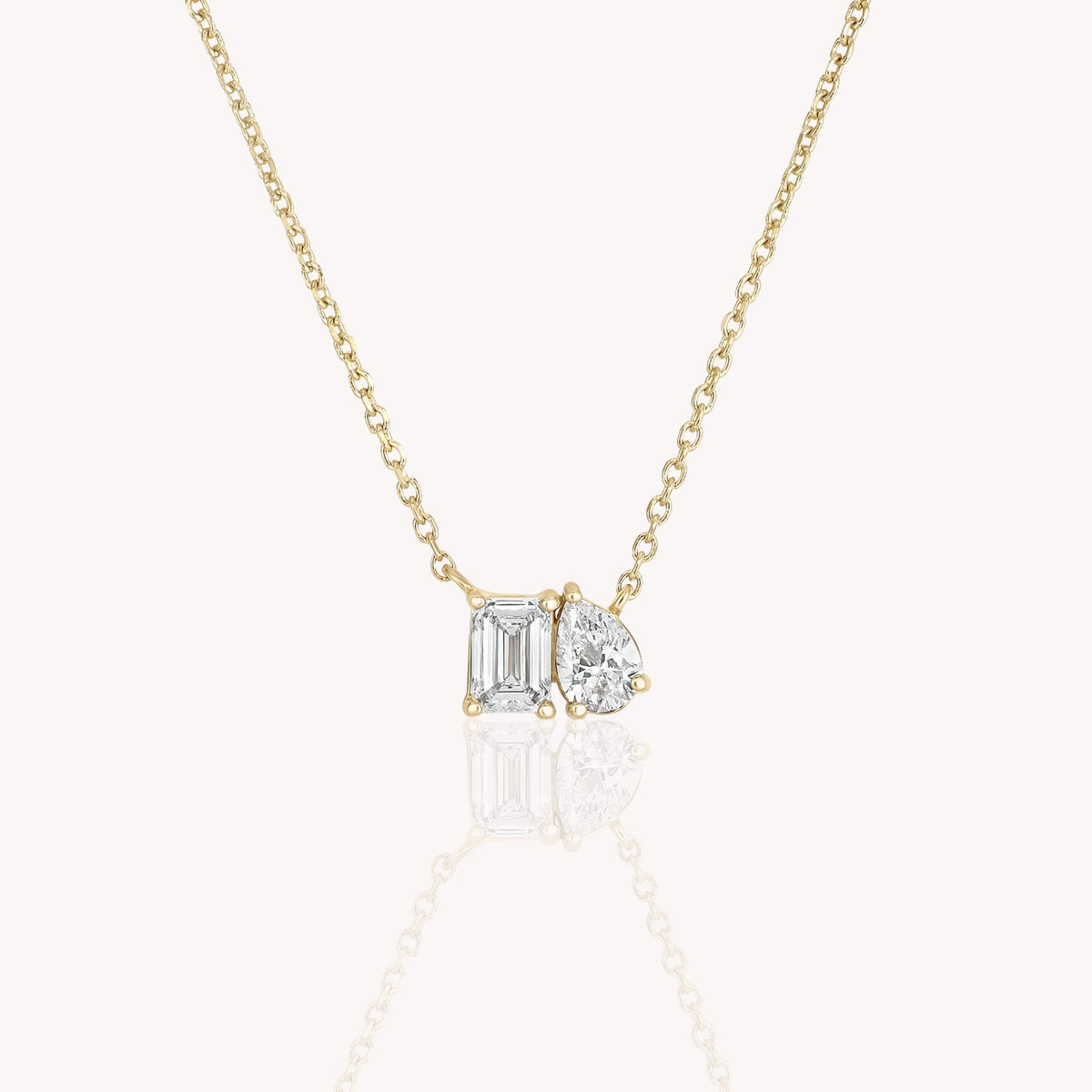 Toi et Moi Diamond Pendant Necklace In Yellow Gold